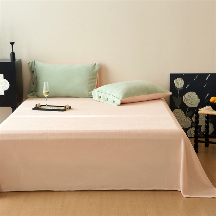 91家纺网 家纺一手货源 找家纺 （总）兰紫橙家纺 2025新款牛奶绒纽扣款四件套