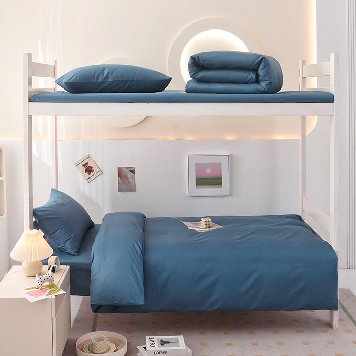 91家纺网 家纺一手货源 找家纺 （总）启优家纺 2025新款13372全棉纯棉学生宿舍上下铺三件套