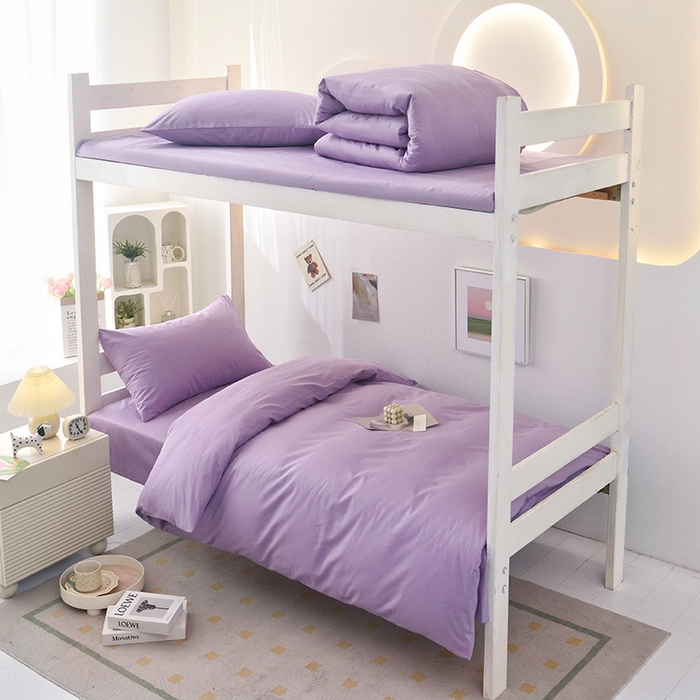 91家纺网 家纺一手货源 找家纺 （总）启优家纺 2025新款13372全棉纯棉学生宿舍上下铺三件套