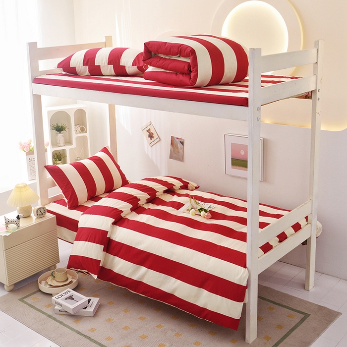 91家纺网 家纺一手货源 找家纺 （总）启优家纺 2025新款13372全棉纯棉学生宿舍上下铺三件套