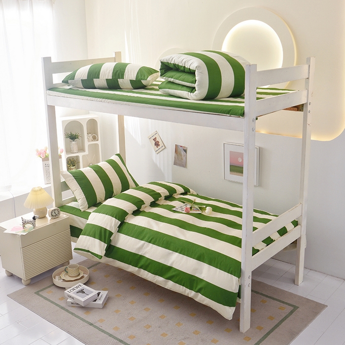 91家纺网 家纺一手货源 找家纺 （总）启优家纺 2025新款13372全棉纯棉学生宿舍上下铺三件套