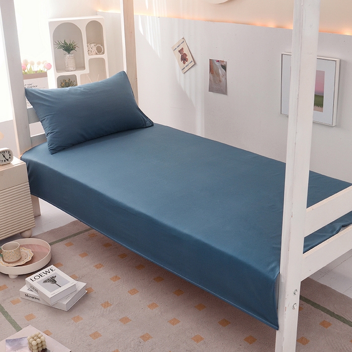 91家纺网 家纺一手货源 找家纺 启优家纺 2025新款13372全棉纯棉学生宿舍上下铺三件套 宝蓝