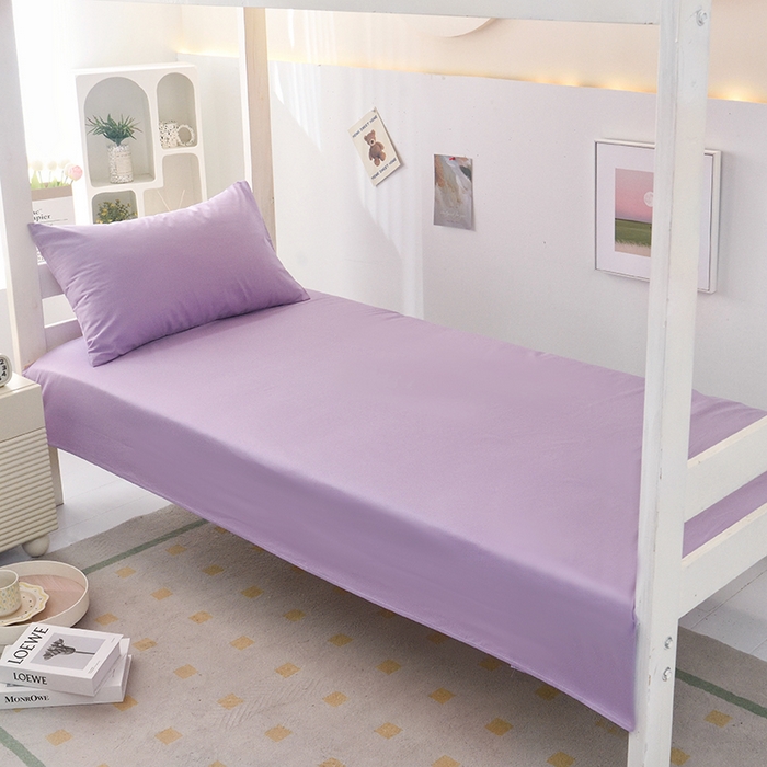 91家纺网 家纺一手货源 找家纺 启优家纺 2025新款13372全棉纯棉学生宿舍上下铺三件套 丁香紫