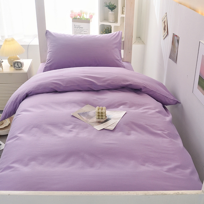 91家纺网 家纺一手货源 找家纺 启优家纺 2025新款13372全棉纯棉学生宿舍上下铺三件套 丁香紫