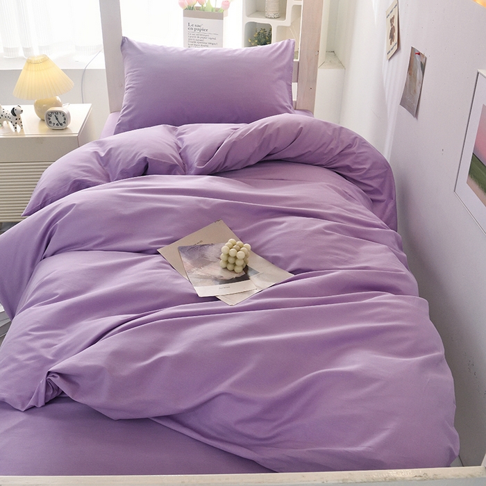 91家纺网 家纺一手货源 找家纺 启优家纺 2025新款13372全棉纯棉学生宿舍上下铺三件套 丁香紫