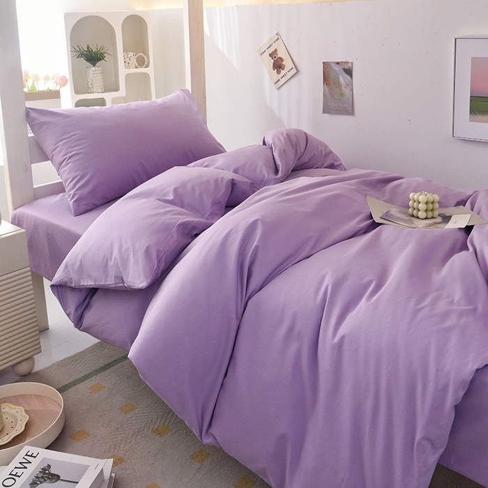 91家纺网 家纺一手货源 找家纺 启优家纺 2025新款13372全棉纯棉学生宿舍上下铺三件套 丁香紫