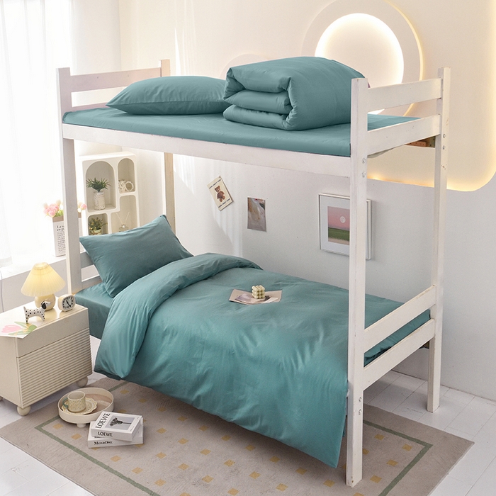 启优家纺 2025新款13372全棉纯棉学生宿舍上下铺三件套 海茵蓝