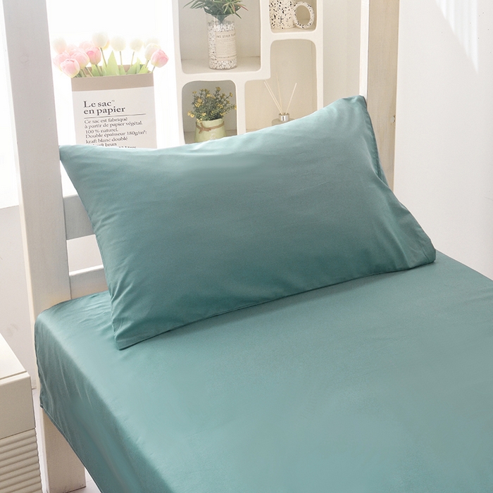 91家纺网 家纺一手货源 找家纺 启优家纺 2025新款13372全棉纯棉学生宿舍上下铺三件套 海茵蓝