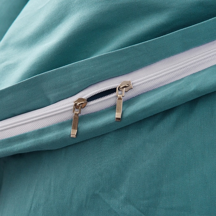 91家纺网 家纺一手货源 找家纺 启优家纺 2025新款13372全棉纯棉学生宿舍上下铺三件套 海茵蓝