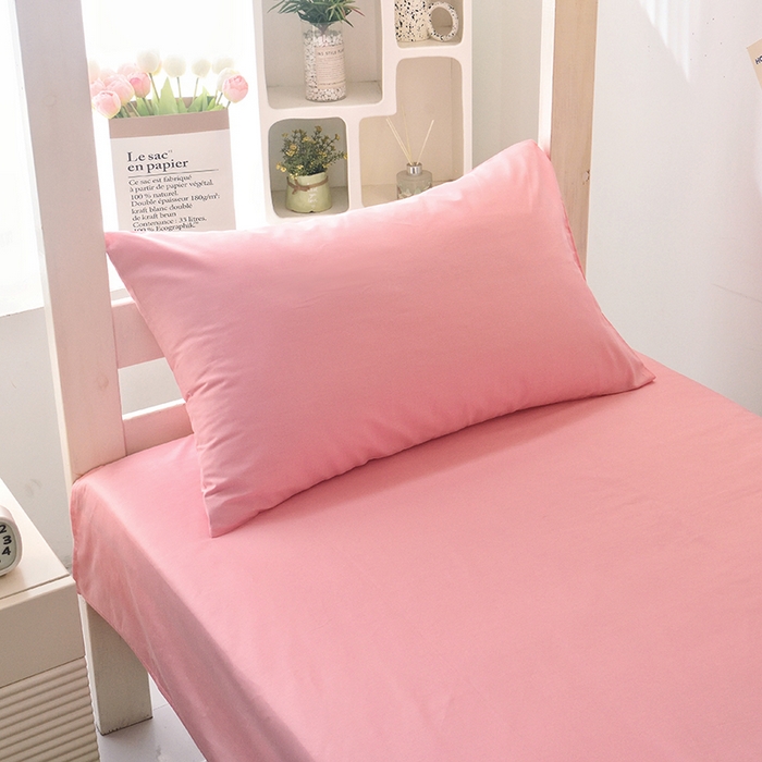 91家纺网 家纺一手货源 找家纺 启优家纺 2025新款13372全棉纯棉学生宿舍上下铺三件套 樱花粉