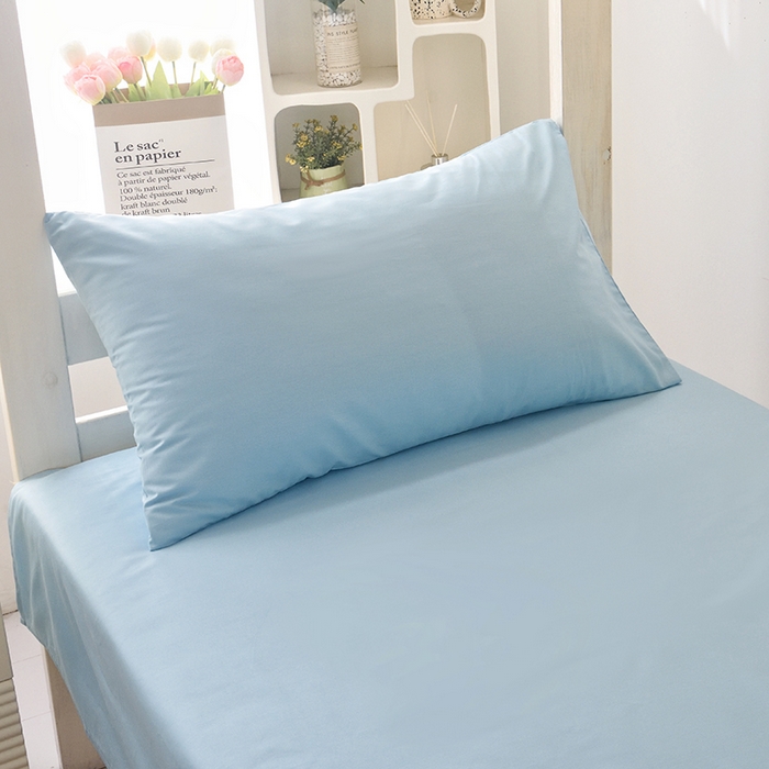 91家纺网 家纺一手货源 找家纺 启优家纺 2025新款13372全棉纯棉学生宿舍上下铺三件套 清水蓝