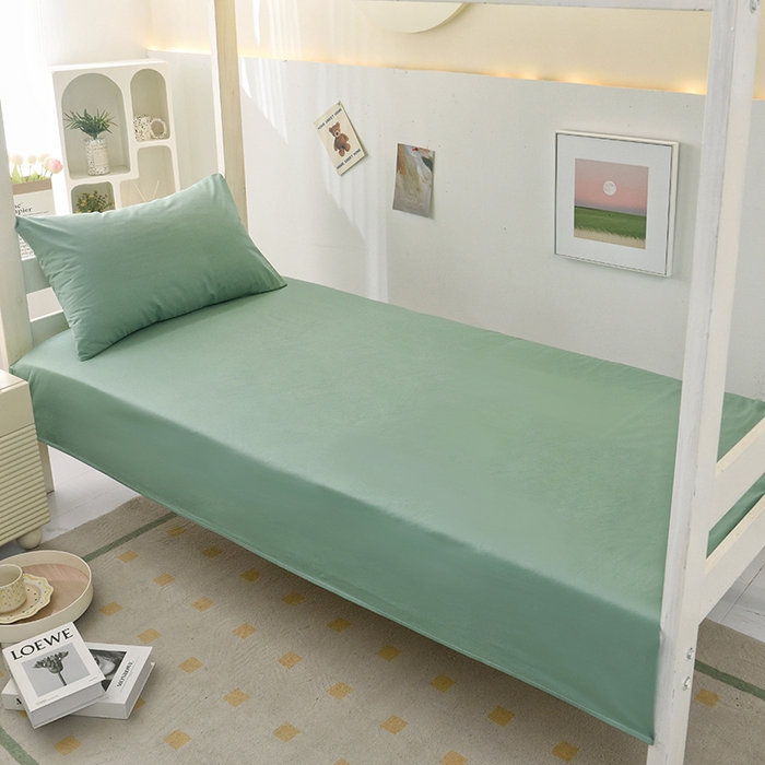 91家纺网 家纺一手货源 找家纺 启优家纺 2025新款13372全棉纯棉学生宿舍上下铺三件套 竹青