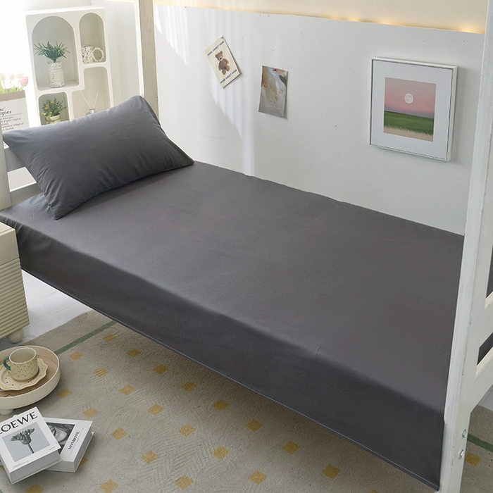 91家纺网 家纺一手货源 找家纺 启优家纺 2025新款13372全棉纯棉学生宿舍上下铺三件套 深灰