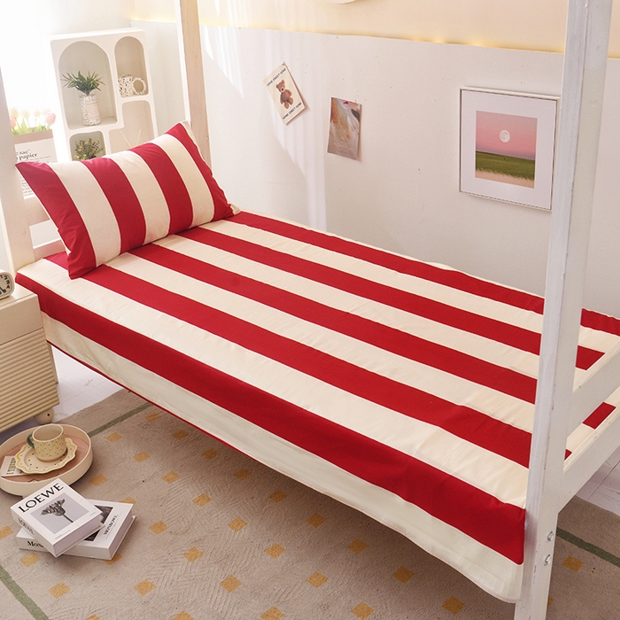 91家纺网 家纺一手货源 找家纺 启优家纺 2025新款13372全棉纯棉学生宿舍上下铺三件套 林西-红