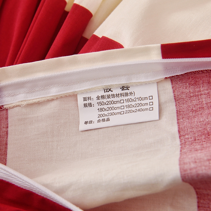 91家纺网 家纺一手货源 找家纺 启优家纺 2025新款13372全棉纯棉学生宿舍上下铺三件套 林西-红