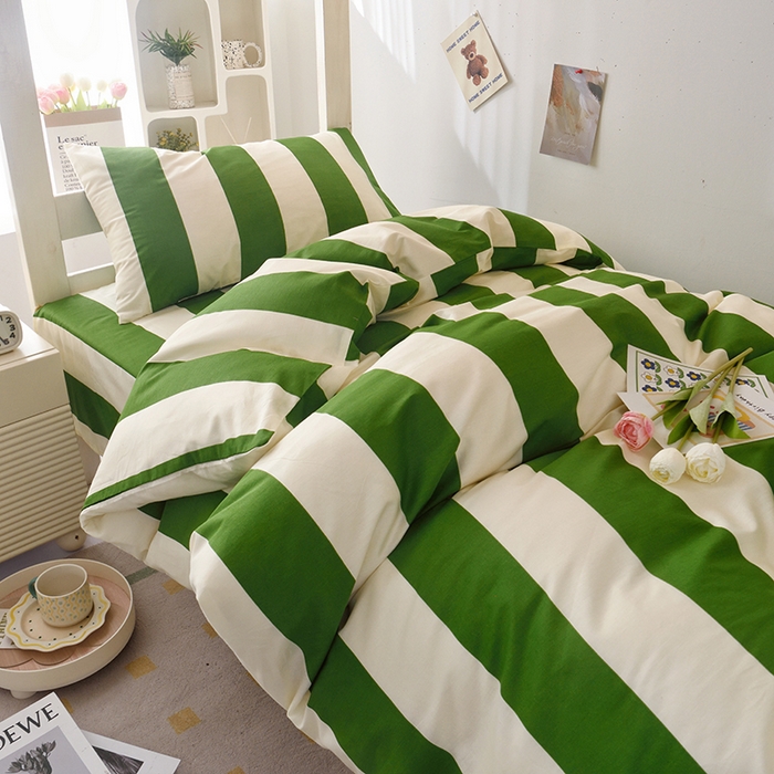 91家纺网 家纺一手货源 找家纺 启优家纺 2025新款13372全棉纯棉学生宿舍上下铺三件套 林西-绿