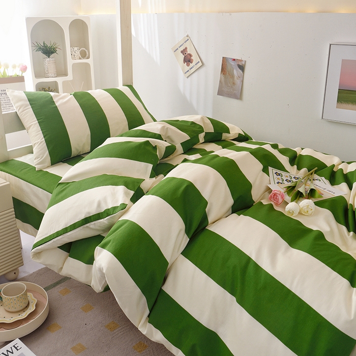 91家纺网 家纺一手货源 找家纺 启优家纺 2025新款13372全棉纯棉学生宿舍上下铺三件套 林西-绿