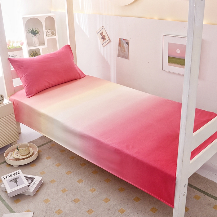 91家纺网 家纺一手货源 找家纺 启优家纺 2025新款13372全棉纯棉学生宿舍上下铺三件套 秘境-粉