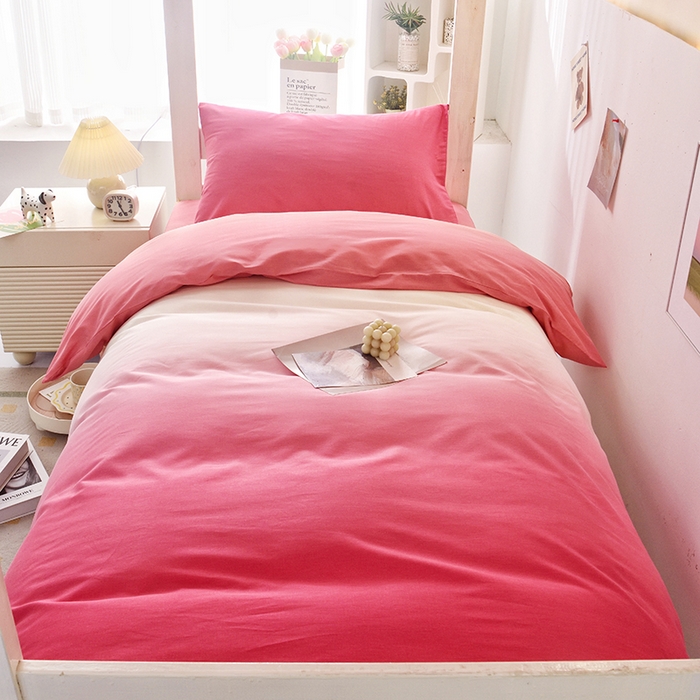 91家纺网 家纺一手货源 找家纺 启优家纺 2025新款13372全棉纯棉学生宿舍上下铺三件套 秘境-粉