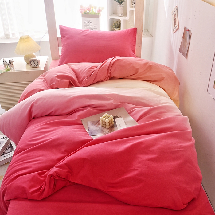 91家纺网 家纺一手货源 找家纺 启优家纺 2025新款13372全棉纯棉学生宿舍上下铺三件套 秘境-粉