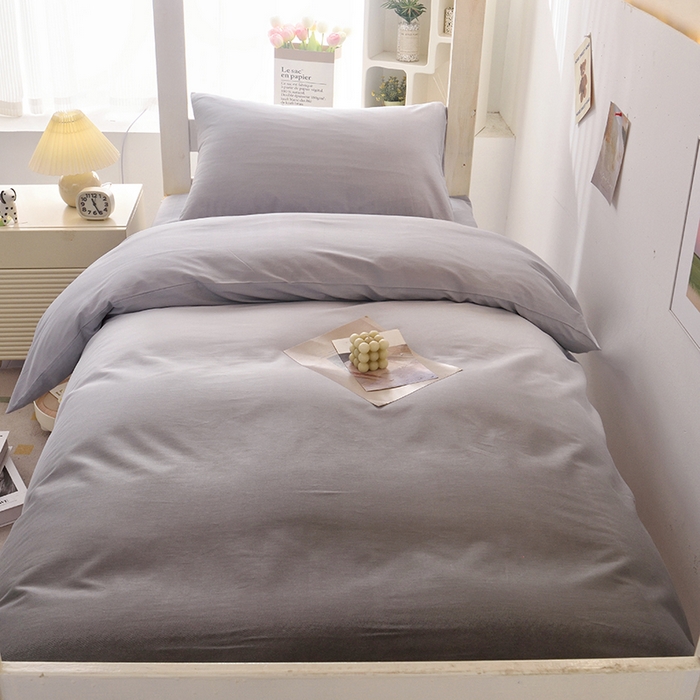 91家纺网 家纺一手货源 找家纺 启优家纺 2025新款13372全棉纯棉学生宿舍上下铺三件套 秘境-灰