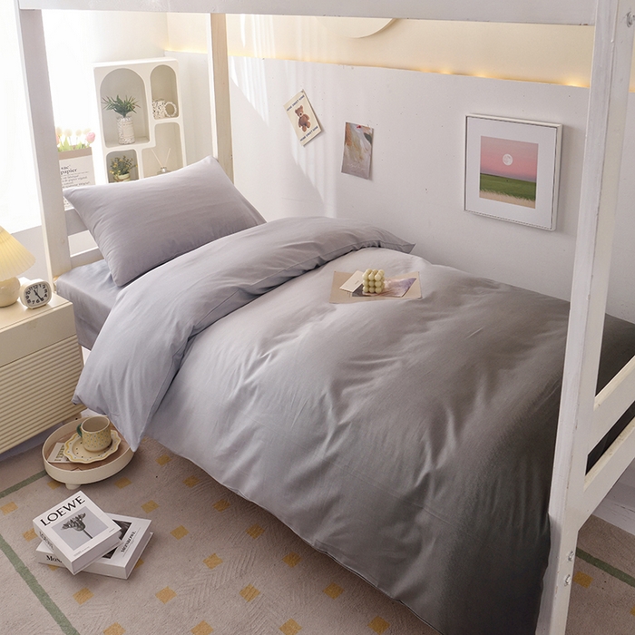 91家纺网 家纺一手货源 找家纺 启优家纺 2025新款13372全棉纯棉学生宿舍上下铺三件套 秘境-灰
