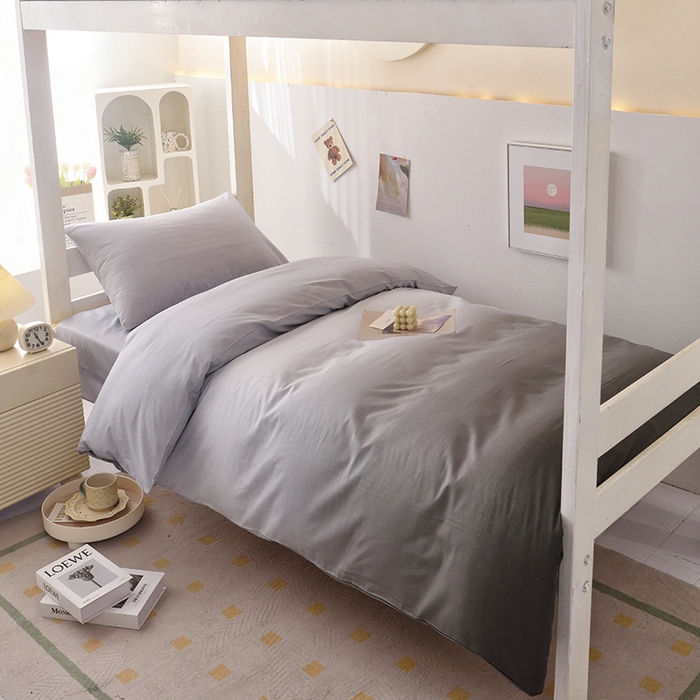 91家纺网 家纺一手货源 找家纺 启优家纺 2025新款13372全棉纯棉学生宿舍上下铺三件套 秘境-灰