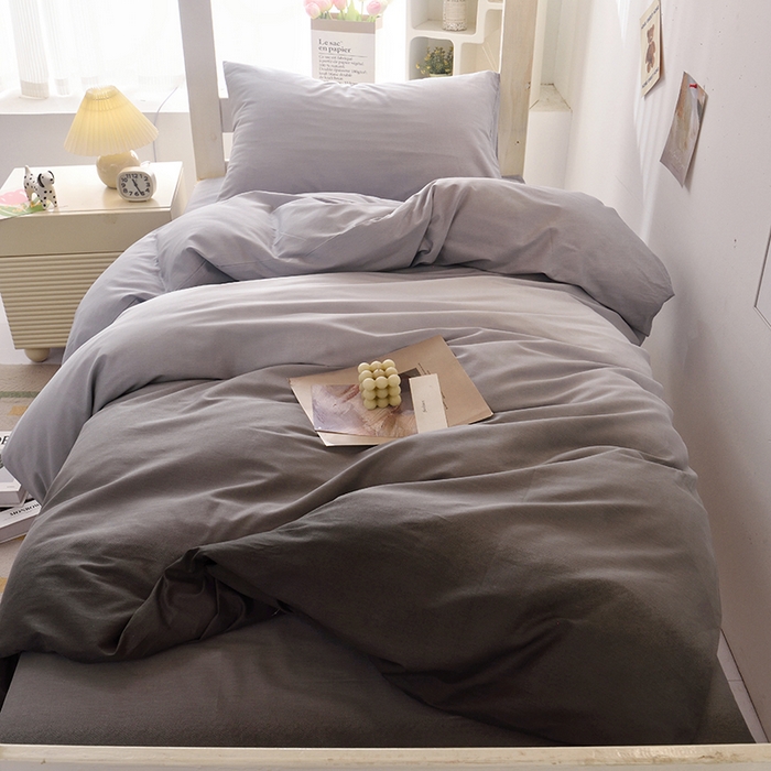 91家纺网 家纺一手货源 找家纺 启优家纺 2025新款13372全棉纯棉学生宿舍上下铺三件套 秘境-灰