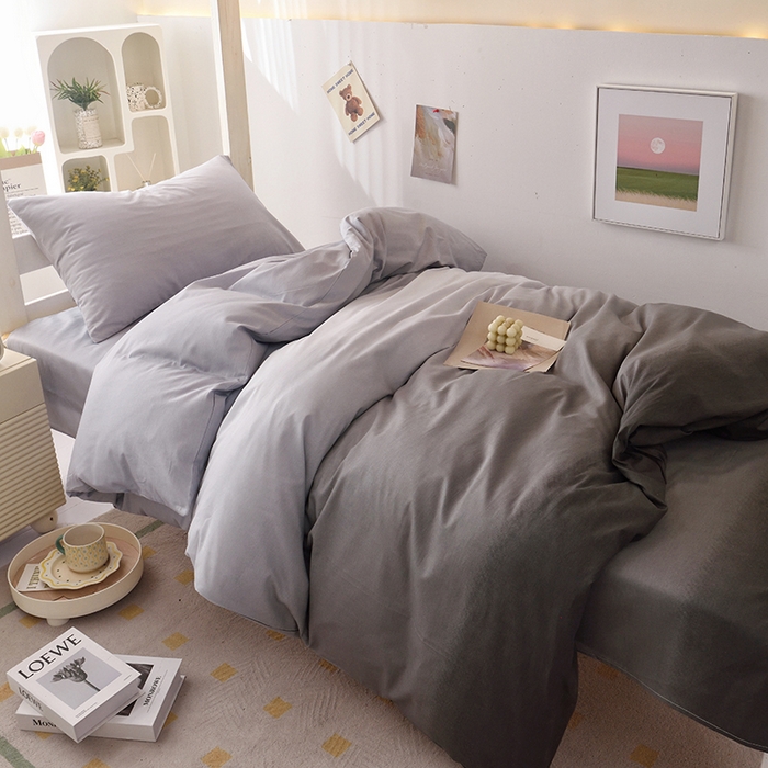 91家纺网 家纺一手货源 找家纺 启优家纺 2025新款13372全棉纯棉学生宿舍上下铺三件套 秘境-灰