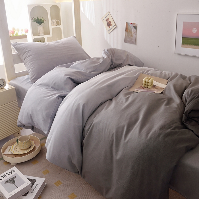 91家纺网 家纺一手货源 找家纺 启优家纺 2025新款13372全棉纯棉学生宿舍上下铺三件套 秘境-灰