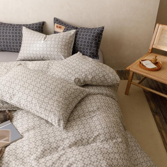 91家纺网 家纺一手货源 找家纺 棉生活家纺 2025新款北欧简约全棉磨毛四件套 静享-灰