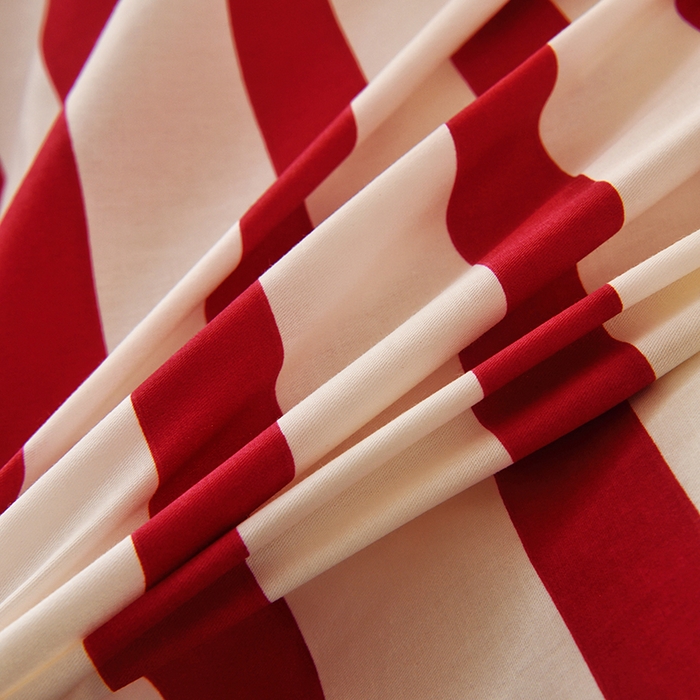 91家纺网 家纺一手货源 找家纺 启优家纺 2025新款13372全棉纯棉学生宿舍上下铺三件套 条纹米奇-红