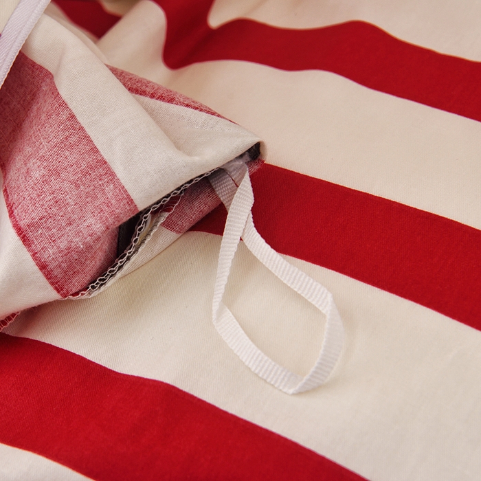 91家纺网 家纺一手货源 找家纺 启优家纺 2025新款13372全棉纯棉学生宿舍上下铺三件套 条纹米奇-红