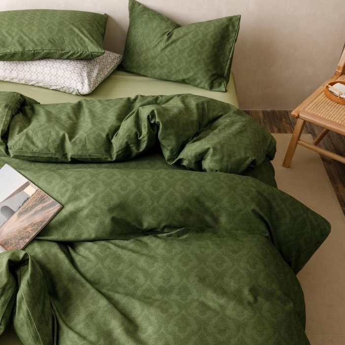 91家纺网 家纺一手货源 找家纺 棉生活家纺 2025新款北欧简约全棉磨毛四件套 诺伊尔-绿