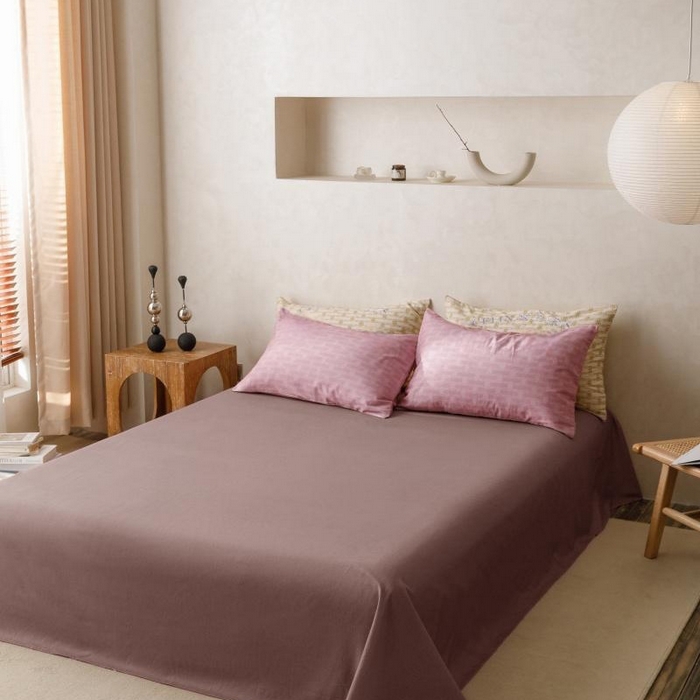 91家纺网 家纺一手货源 找家纺 棉生活家纺 2025新款北欧简约全棉磨毛四件套 艾可-紫