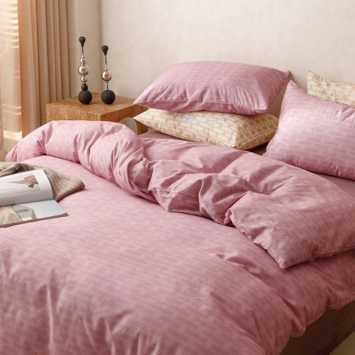 91家纺网 家纺一手货源 找家纺 棉生活家纺 2025新款北欧简约全棉磨毛四件套 艾可-紫