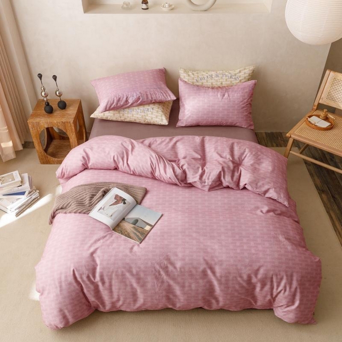 91家纺网 家纺一手货源 找家纺 棉生活家纺 2025新款北欧简约全棉磨毛四件套 艾可-紫