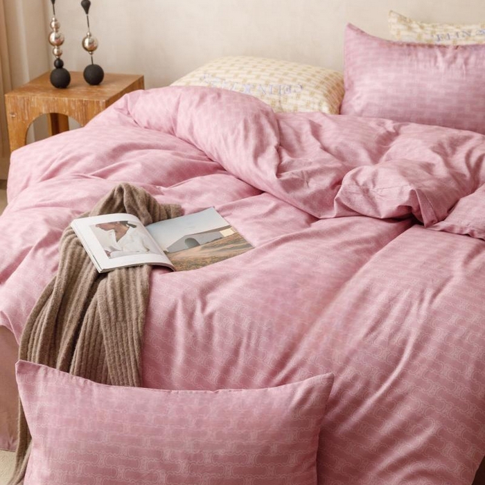 91家纺网 家纺一手货源 找家纺 棉生活家纺 2025新款北欧简约全棉磨毛四件套 艾可-紫