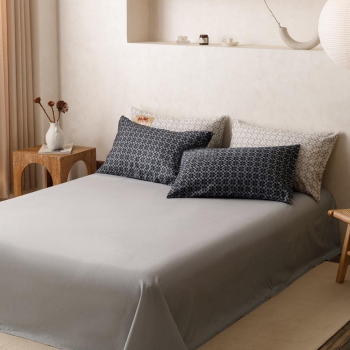 91家纺网 家纺一手货源 找家纺 棉生活家纺 2025新款北欧简约全棉磨毛四件套 静享-黑