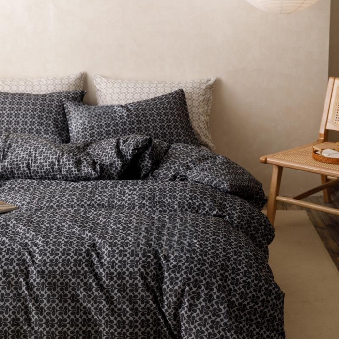 91家纺网 家纺一手货源 找家纺 棉生活家纺 2025新款北欧简约全棉磨毛四件套 静享-黑