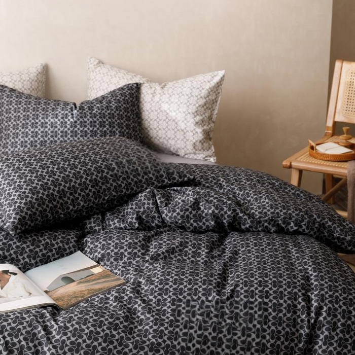 91家纺网 家纺一手货源 找家纺 棉生活家纺 2025新款北欧简约全棉磨毛四件套 静享-黑