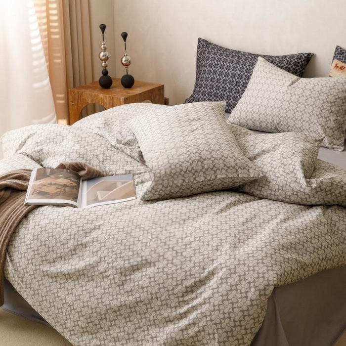 91家纺网 家纺一手货源 找家纺 棉生活家纺 2025新款北欧简约全棉磨毛四件套 静享-灰