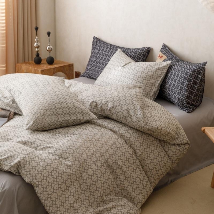 91家纺网 家纺一手货源 找家纺 棉生活家纺 2025新款北欧简约全棉磨毛四件套 静享-灰