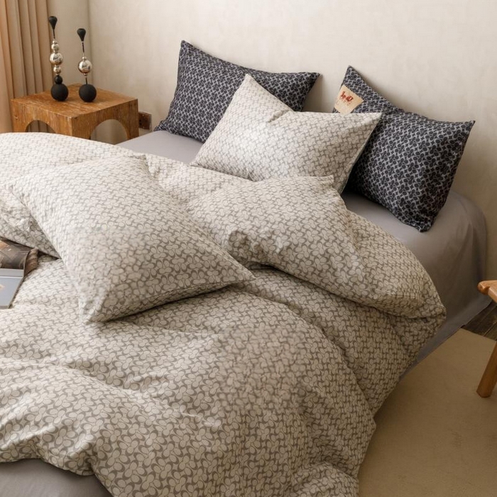 91家纺网 家纺一手货源 找家纺 棉生活家纺 2025新款北欧简约全棉磨毛四件套 静享-灰