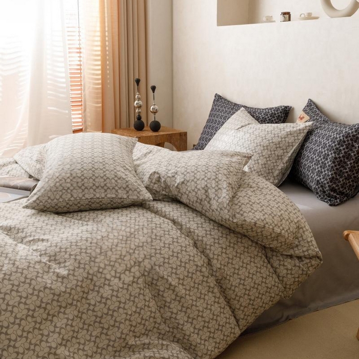 91家纺网 家纺一手货源 找家纺 棉生活家纺 2025新款北欧简约全棉磨毛四件套 静享-灰