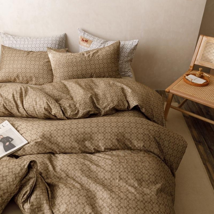 棉生活家纺 2025新款北欧简约全棉磨毛四件套 静享-咖