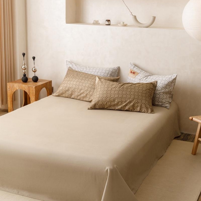 91家纺网 家纺一手货源 找家纺 棉生活家纺 2025新款北欧简约全棉磨毛四件套 静享-咖