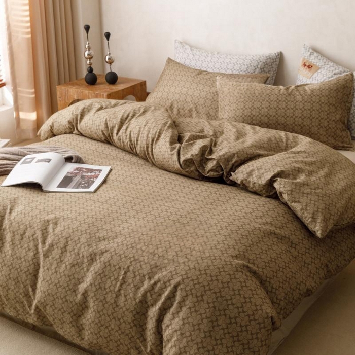 91家纺网 家纺一手货源 找家纺 棉生活家纺 2025新款北欧简约全棉磨毛四件套 静享-咖