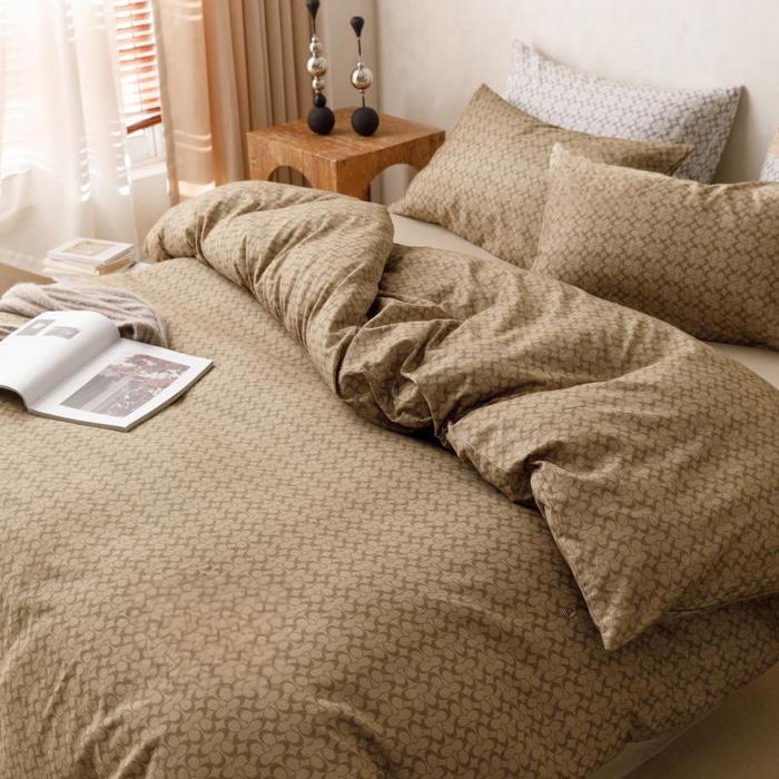 91家纺网 家纺一手货源 找家纺 棉生活家纺 2025新款北欧简约全棉磨毛四件套 静享-咖