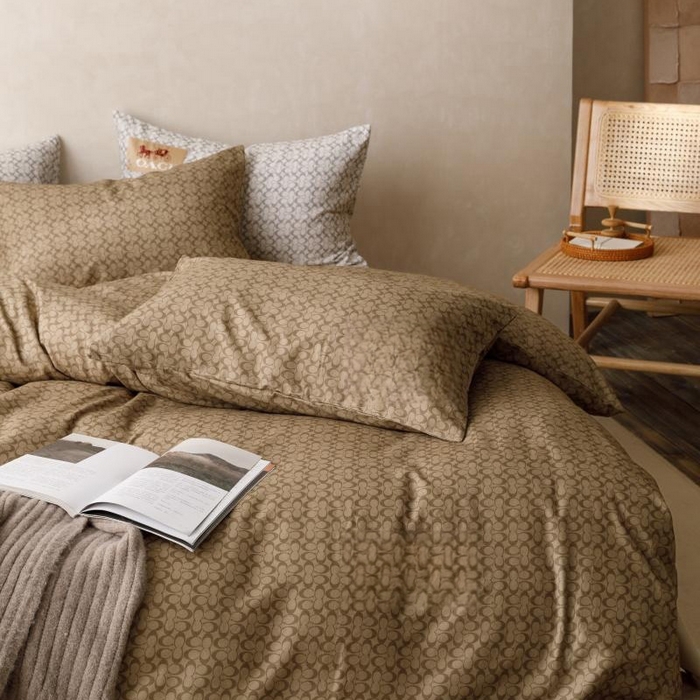 91家纺网 家纺一手货源 找家纺 棉生活家纺 2025新款北欧简约全棉磨毛四件套 静享-咖